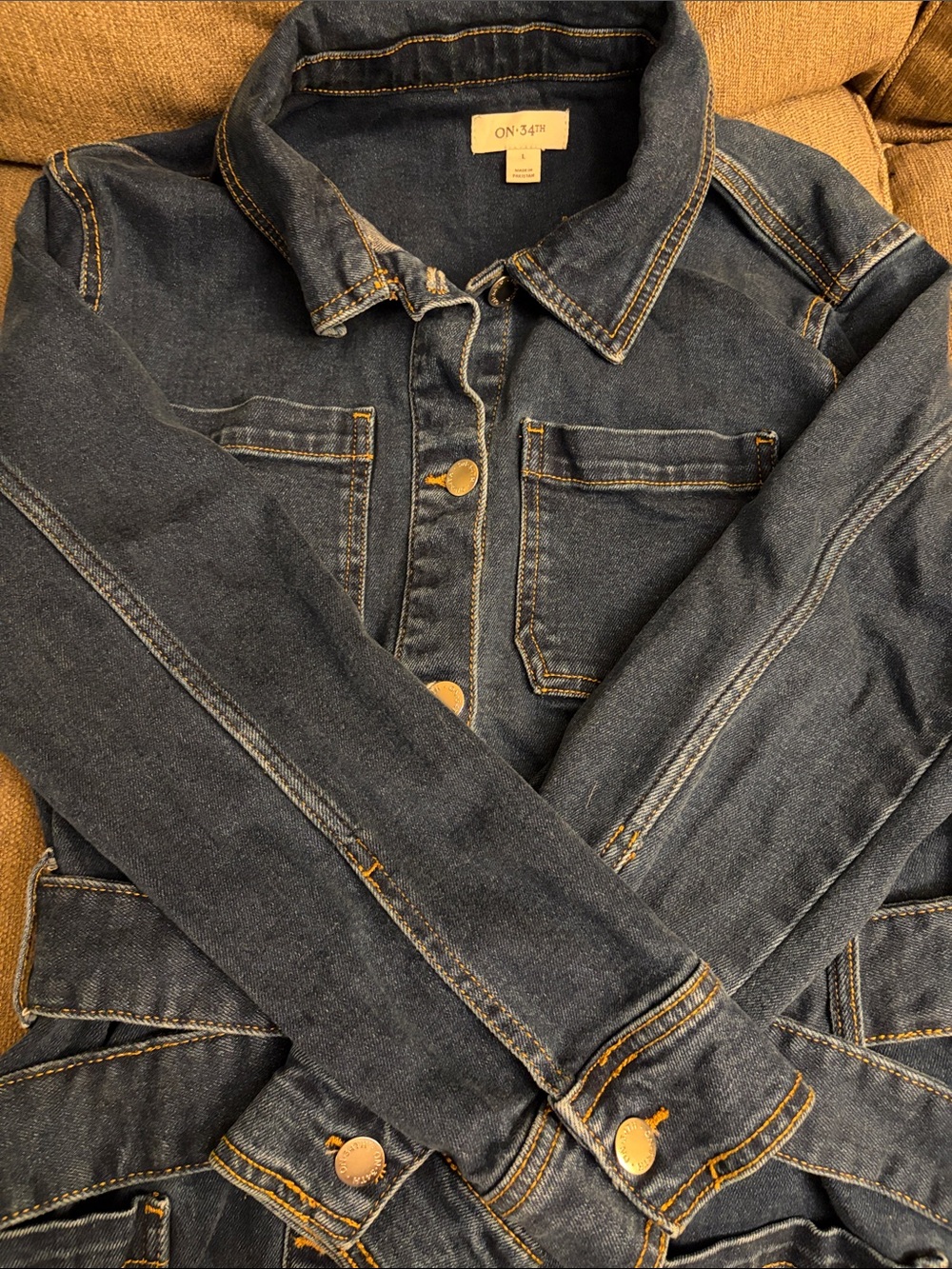 ON 34th Women's Dark Blue Denim Trucker Jacket